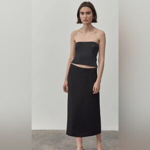 St. Agni Black Midi Slip Skirt Cocktail